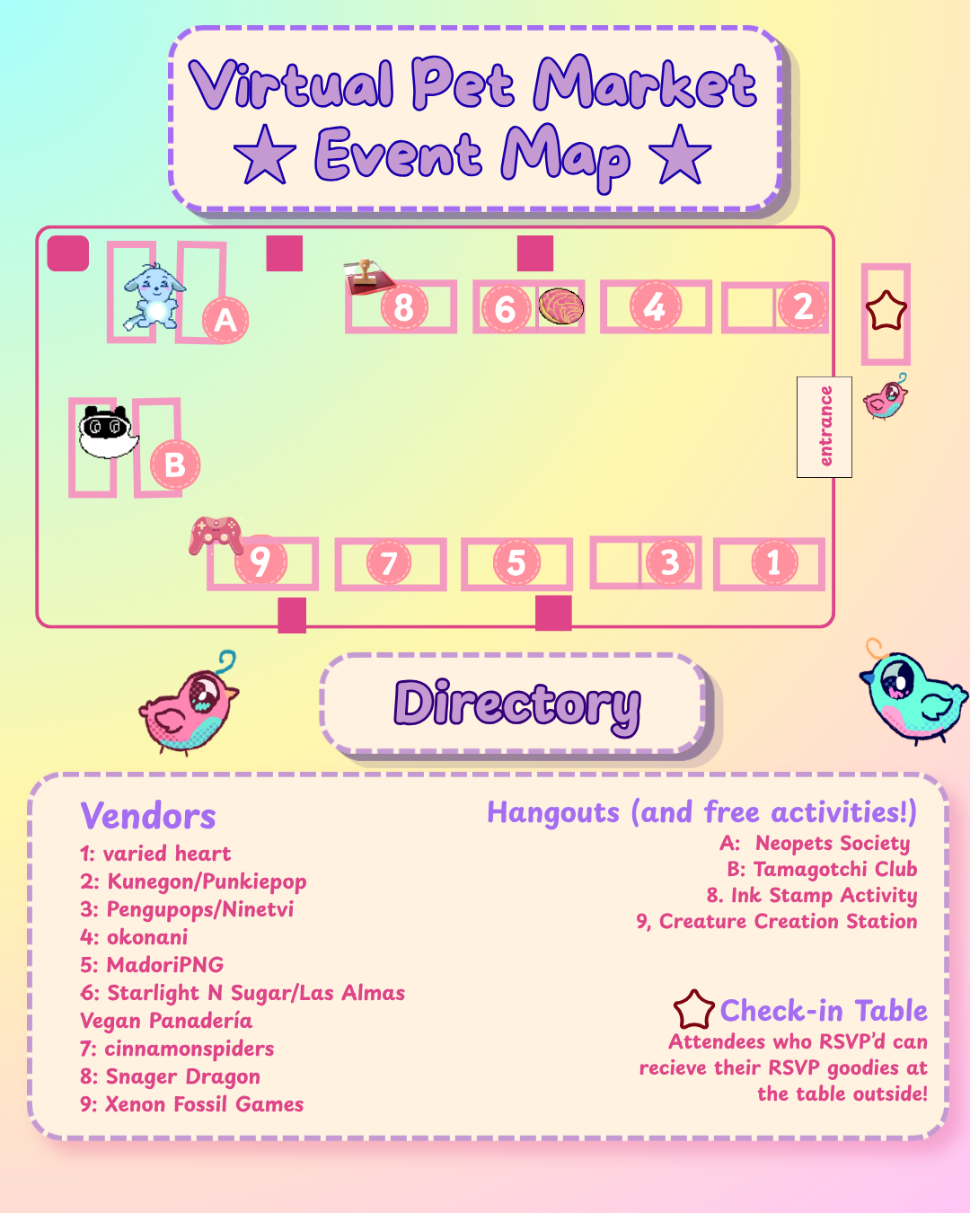 Pastel poster with vendor locations